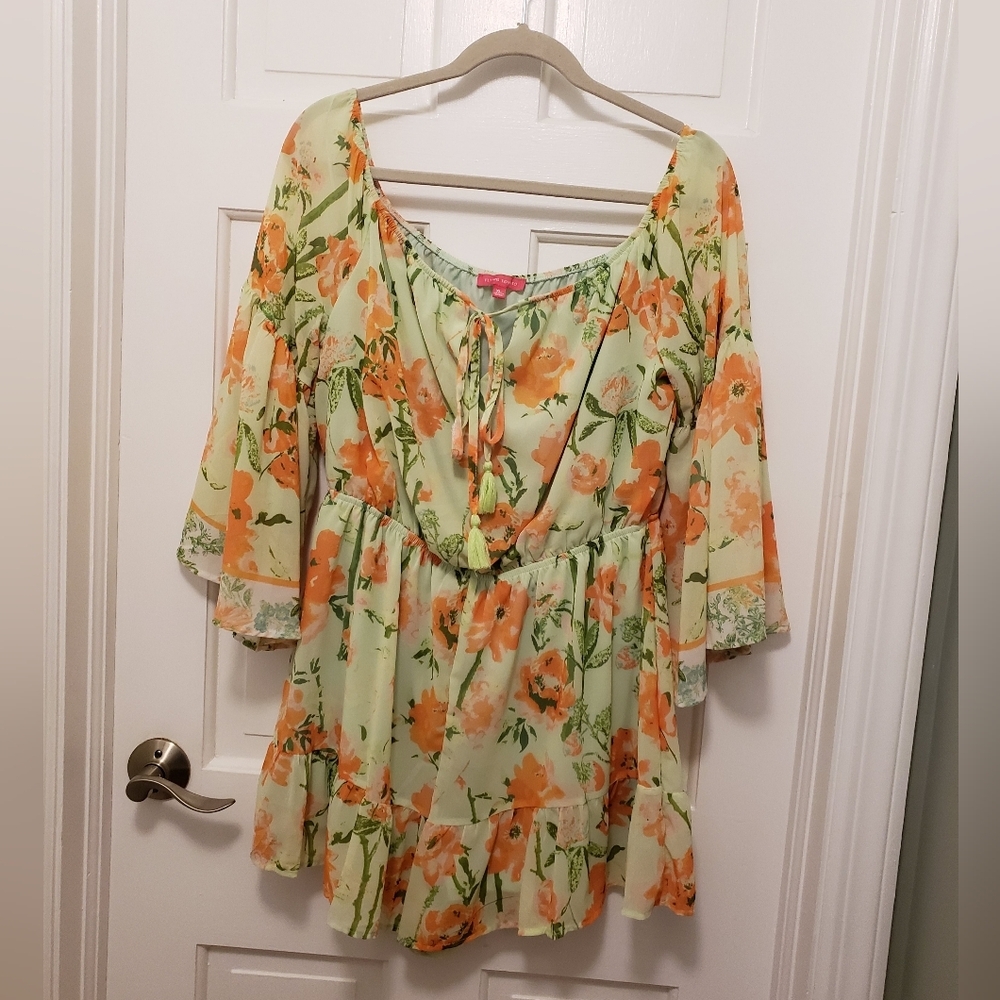 Flying Tomatoe Floral Print Off The Shoulder Romper Size Xl